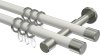 10203126-103239 Gardinenstange Metall 20 mm Ø 2-läufig PRESTIGE - Santo Weiß / Edelstahl-Optik