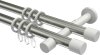 10203126-XX3932 Gardinenstange Metall 20 mm Ø 2-läufig PRESTIGE - Santo Edelstahl-Optik / Weiß