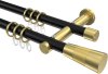 10203312-102938 Gardinenstange Metall 20 mm Ø 2-läufig PLATON - Tanara Schwarz / Messing-Optik