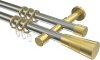 10203326-XX3938 Gardinenstange Edelstahl-Optik / Messing-Optik 20 mm Ø 2-läufig PRESTIGE - Tanara