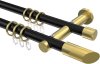 10203412-102938 Gardinenstange Metall 20 mm Ø 2-läufig PLATON - Verano Schwarz / Messing-Optik
