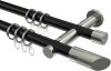 10203412-102939 Gardinenstange Metall 20 mm Ø 2-läufig PLATON - Verano Schwarz / Edelstahl-Optik