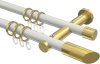10203412-103238 Gardinenstange Metall 20 mm Ø 2-läufig PLATON - Verano Weiß / Messing-Optik