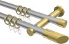 10203412-103338 Gardinenstange Metall 20 mm Ø 2-läufig PLATON - Verano Silbergrau / Messing-Optik