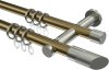 10203412-109539 Gardinenstange Metall 20 mm Ø 2-läufig PLATON - Verano Messing Antik / Edelstahl-Optik