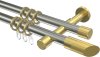10203426-103938 Gardinenstange Edelstahl-Optik / Messing-Optik 20 mm Ø 2-läufig PRESTIGE - Verano
