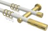 10203512-103238 Gardinenstange Metall 20 mm Ø 2-läufig PLATON - Mavell Weiß / Messing-Optik