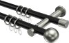 10203612-102939 Gardinenstange Metall 20 mm Ø 2-läufig PLATON - Luino Schwarz / Edelstahl-Optik