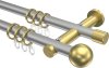 10203612-103338 Gardinenstange Metall 20 mm Ø 2-läufig PLATON - Luino Silbergrau / Messing-Optik