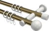 10203612-109532 Gardinenstange Metall 20 mm Ø 2-läufig PLATON - Luino Messing Antik / Weiß