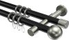 10203626-102939 Gardinenstange Metall 20 mm Ø 2-läufig PRESTIGE - Luino Schwarz / Edelstahl-Optik