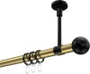 10203633-XX3829 Gardinenstange Metall 20 mm Ø SONETTE - Luino Messing-Optik / Schwarz