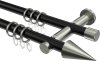 10203712-102939 Gardinenstange Metall 20 mm Ø 2-läufig PLATON - Savio Schwarz / Edelstahl-Optik