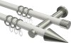 10203712-XX3239 Gardinenstange Metall 20 mm Ø 2-läufig PLATON - Savio Weiß / Edelstahl-Optik