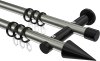 10203712-XX3929 Gardinenstange Metall 20 mm Ø 2-läufig PLATON - Savio Edelstahl-Optik / Schwarz