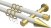 10203726-103238 Gardinenstange Metall 20 mm Ø 2-läufig PRESTIGE - Savio Weiß / Messing-Optik