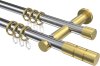 10203812-101238 Gardinenstange Metall 20 mm Ø 2-läufig PLATON - Elanto Chrom / Messing-Optik