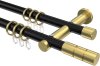 10203812-102938 Gardinenstange Metall 20 mm Ø 2-läufig PLATON - Elanto Schwarz / Messing-Optik