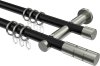 10203812-102939 Gardinenstange Metall 20 mm Ø 2-läufig PLATON - Elanto Schwarz / Edelstahl-Optik
