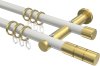 10203812-103238 Gardinenstange Metall 20 mm Ø 2-läufig PLATON - Elanto Weiß / Messing-Optik