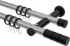 10203812-103329 Gardinenstange Metall 20 mm Ø 2-läufig PLATON - Elanto Silbergrau / Schwarz
