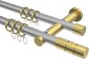 10203812-103338 Gardinenstange Metall 20 mm Ø 2-läufig PLATON - Elanto Silbergrau / Messing-Optik