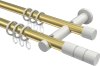 10203812-103832 Gardinenstange Metall 20 mm Ø 2-läufig PLATON - Elanto Messing-Optik / Weiß