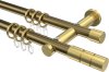 10203812-109538 Gardinenstange Metall 20 mm Ø 2-läufig PLATON - Elanto Messing Antik / Messing-Optik