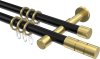 10203826-102938 Gardinenstange Metall 20 mm Ø 2-läufig PRESTIGE - Elanto Schwarz / Messing-Optik