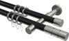 10203826-102939 Gardinenstange Metall 20 mm Ø 2-läufig PRESTIGE - Elanto Schwarz / Edelstahl-Optik