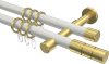 10203826-103238 Gardinenstange Metall 20 mm Ø 2-läufig PRESTIGE - Elanto Weiß / Messing-Optik