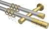 10203826-103338 Gardinenstange Metall 20 mm Ø 2-läufig PRESTIGE - Elanto Silbergrau / Messing-Optik