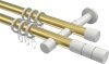 10203826-103832 Gardinenstange Metall 20 mm Ø 2-läufig PRESTIGE - Elanto Messing-Optik / Weiß