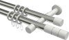10203826-103932 Gardinenstange Metall 20 mm Ø 2-läufig PRESTIGE - Elanto Edelstahl-Optik / Weiß