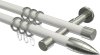 10203926-103239 Gardinenstange Metall 20 mm Ø 2-läufig PRESTIGE - Samanto Weiß / Edelstahl-Optik