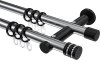 10204112-101229 Gardinenstange Metall 20 mm Ø 2-läufig PLATON - Estana Chrom / Schwarz