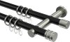 10204112-102939 Gardinenstange Metall 20 mm Ø 2-läufig PLATON - Estana Schwarz / Edelstahl-Optik