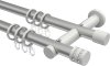 10204112-XX3332 Gardinenstange Metall 20 mm Ø 2-läufig PLATON - Estana Silbergrau / Weiß