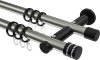 10204112-XX3929 Gardinenstange Metall 20 mm Ø 2-läufig PLATON - Estana Edelstahl-Optik / Schwarz