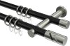 10204212-102939 Gardinenstange Metall 20 mm Ø 2-läufig PLATON - Zoena Schwarz / Edelstahl-Optik