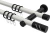 10204212-103229 Gardinenstange Metall 20 mm Ø 2-läufig PLATON - Zoena Weiß / Schwarz