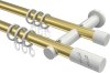 10204212-103832 Gardinenstange Metall 20 mm Ø 2-läufig PLATON - Zoena Messing-Optik / Weiß