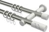10204212-XX3932 Gardinenstange Metall 20 mm Ø 2-läufig PLATON - Zoena Edelstahl-Optik / Weiß