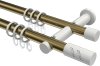10204212-109532 Gardinenstange Metall 20 mm Ø 2-läufig PLATON - Zoena Messing Antik / Weiß