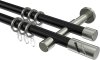 10204226-102939 Gardinenstange Metall 20 mm Ø 2-läufig PRESTIGE - Zoena Schwarz / Edelstahl-Optik