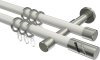 10204226-103239 Gardinenstange Metall 20 mm Ø 2-läufig PRESTIGE - Zoena Weiß / Edelstahl-Optik