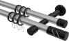 10204226-XX3329 Gardinenstange Metall 20 mm Ø 2-läufig PRESTIGE - Zoena Silbergrau / Schwarz
