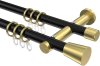 10204612-102938 Gardinenstange Metall 20 mm Ø 2-läufig PLATON - Sitra Schwarz / Messing-Optik