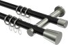 10204612-102939 Gardinenstange Metall 20 mm Ø 2-läufig PLATON - Sitra Schwarz / Edelstahl-Optik