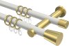 10204612-103238 Gardinenstange Metall 20 mm Ø 2-läufig PLATON - Sitra Weiß / Messing-Optik